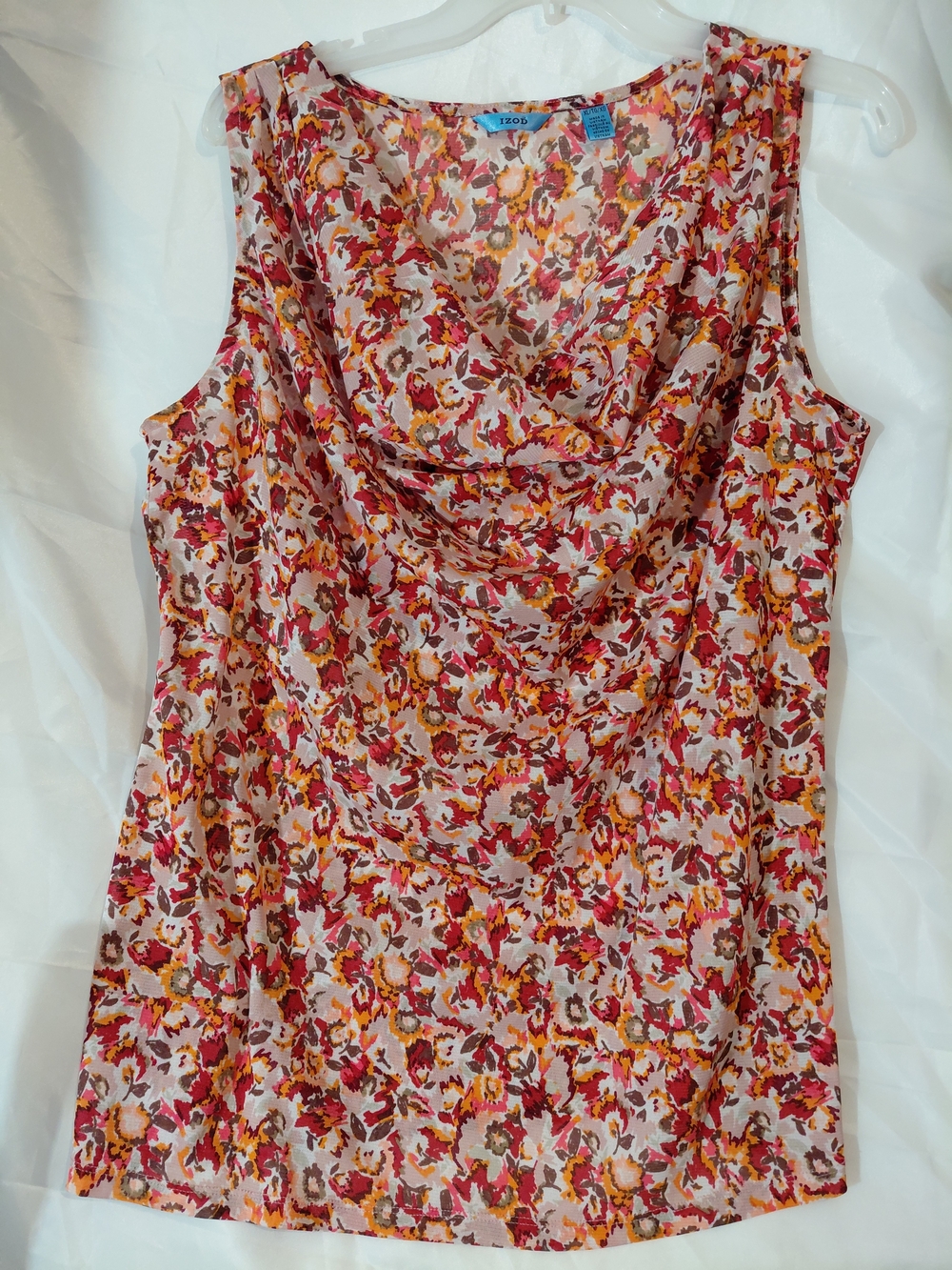 Izod Red Pink Yellow Floral Cowl Neck Sleeveless Camisole